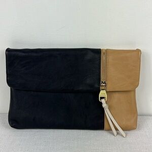 Vintage Steve Madden Clutch Handbag Tan Black Missing Crossbody Strap